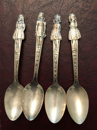 Lot of 4 vintage Dionne quintuplet spoons