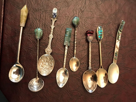 Lot of eight souvenir spoons