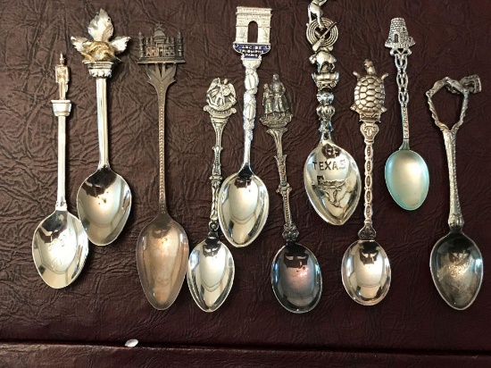 Lot of 10 souvenir spoons