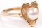 14k Yellow Gold and Pearl Heart Ring