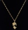 14k Yellow Gold Diamond Cut Twisted Chain Necklace and Palm Tree Pendant