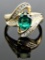 10k Yellow Gold Emerald and Diamond Ring
