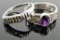 Lot of 2 : Sterling Silver, Marcasite and Amethyst Rings