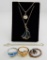 Sterling Silver Jewelry Lot : Necklaces-Rings-Brooch Clip