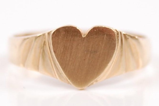 14k Yellow Gold Single Heart Ring