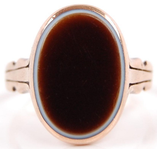 10k Yellow Gold Banded Agate Ring