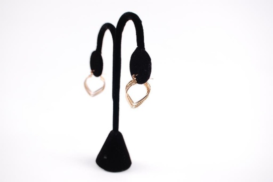 14k Yellow Gold Heart Hoops