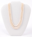 Triple Strand Pearl Necklace w/ 14k Clasp