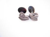 Lot of 2 Pairs: Gold w/ Onyx and Sterling Silver Earrings