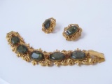 Signed Florenza Victorian Revival Bracelet and Earrings