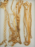 Wardrobe of Gold Tone Chain Necklaces : Napier, Monet, PD Crown Wreath