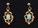 14k Yellow Gold and Opal Earrings