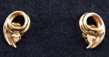 14k Yellow Gold and Diamond Freeform Earrings