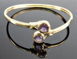 14k Yellow Gold and Amethyst By-Pass Bracelet