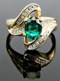 10k Yellow Gold Emerald and Diamond Ring