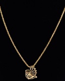 14k Yellow Gold Twist Rope Chain Necklace and Pendant
