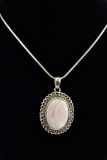Sterling Silver Mother of Pearl Pendant and Chain Necklace