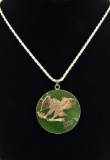 Sterling Silver and Jade Eagle Pendant and Chain