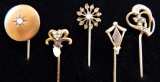 Lot of 5 : Victorian Seed Pearl Stick Pins