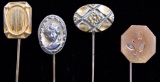 Lot of 4 : Carved Antique Stick Pins