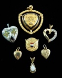 Lot of 7 : Gold Filled Pendants-Lockets-Charms