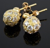 14k Yellow Gold DIAMONIQUE CZ Earrings