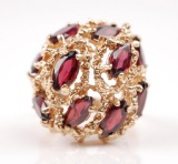 14k Yellow Gold and Garnet Cocktail Ring