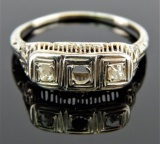 14k White Gold Diamond Filigree Ring