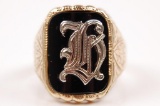 14k Yellow Gold and Onyx Signet Ring