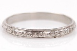 18k White Gold Raised Motif Band