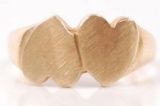 14k Yellow Gold Double Hearts Ring