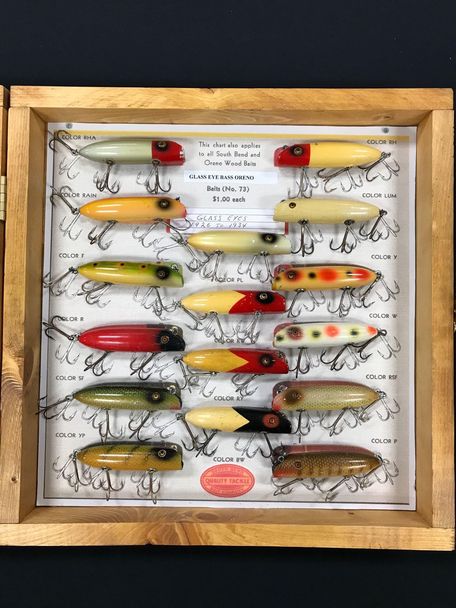 Case of 16 South bend bass oreno lures 1915 to