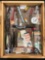 Case with vintage fishing tackle displays