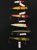 Six vintage musky fishing lures