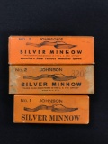 Three vintage boxes silver minnow lures