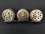 Three unknown antique fly reels