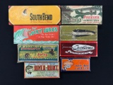 Box lot of empty vintage fishing Lure boxes