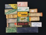 Box lot of empty vintage fishing lure boxe