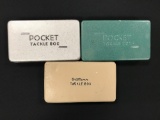 Three metal pocket tackle boxes