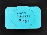 Lead sinkers for fishing in plastic container