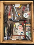 Case with vintage fishing tackle displays