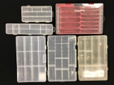 Box lot of six plastic tackle box cases