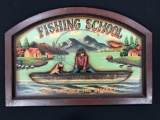 Decorative wooden fishing scene