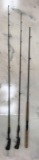 Group of three fishing rods