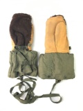 Pair of US Army leather and fur mittens