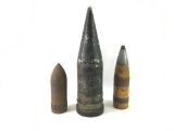 Group of three US Army artillery shell tips