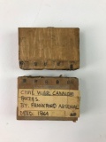 Group of 2 1864 US Civil War Frankford arsenal cannon fuses
