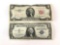 Two dollars series 1953 a red seal note and One dollar star note silver certificate