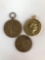 Group of three medals and commemorative coins