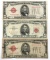 Group of 5 Red seal 5 dollar notes